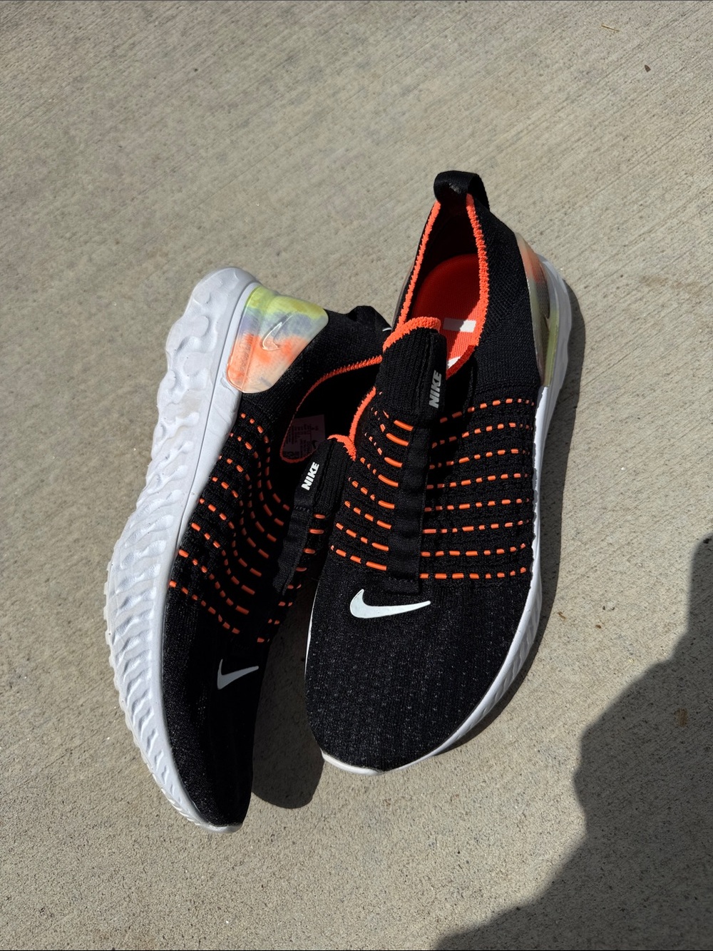 Nike Women’s Slip-On Knit Trainers — Black, Orange & White - Picture 2 of 8